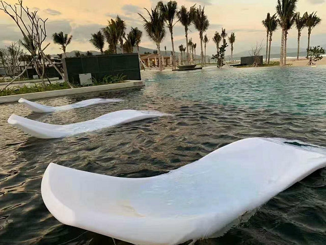 Pool Furniture Sunbed Lounge Chaise Sun Lounger Daybed Deckchair for Swimming Pool Waterproof Beach White Ledge Loungers