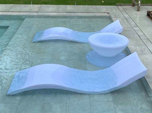 Outdoor Furniture Tanning Ledge In-pool Chaise Lounger PE Plastic In-Water Shelf Chaise Tanning Lounge
