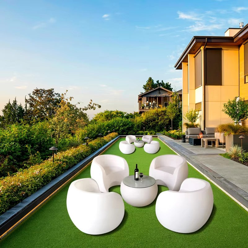 Outdoor Plastic White Pool Single Sofa  Luxury Half Round Chair Set
