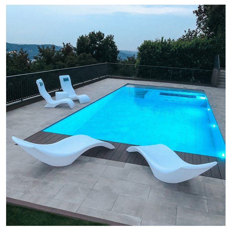 Pool Furniture Sunbed Lounge Chaise Sun Lounger Daybed Deckchair for Swimming Pool Waterproof Beach White Ledge Loungers