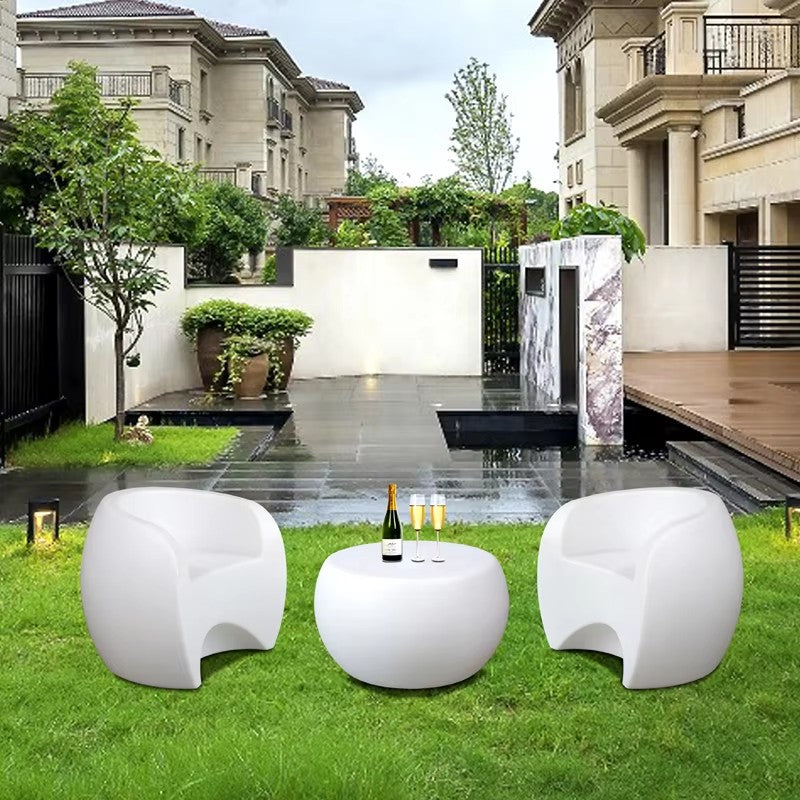 Outdoor Plastic White Pool Single Sofa  Luxury Half Round Chair Set